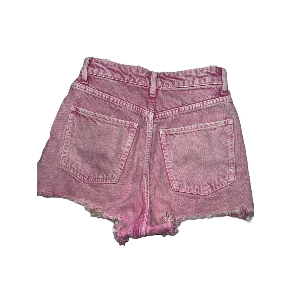 (B21/-6)Zara High Rise Pink Jean Shorts Button Fly Size 2